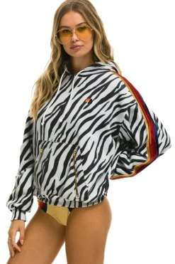 Hoodies | Hoodies | Aviator Nation CLASSIC RELAXED PULLOVER HOODIE WITH ZIPPER POCKETS - ZEBRA