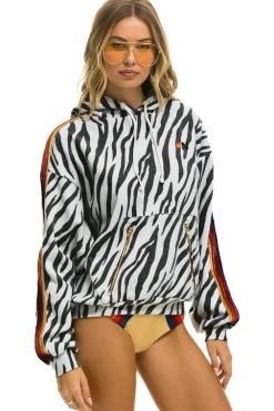 Hoodies | Hoodies | Aviator Nation CLASSIC RELAXED PULLOVER HOODIE WITH ZIPPER POCKETS - ZEBRA