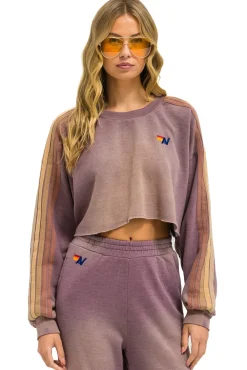 Sweatshirts | Aviator Nation CLASSIC STRIPE CROPPED CREW SWEATSHIRT RELAXED - FADED MOCHA FADEDMOCHA