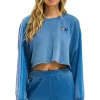 Sweatshirts | Aviator Nation CLASSIC STRIPE CROPPED CREW SWEATSHIRT RELAXED - FADED WATER FADEDWATER