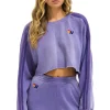 Sweatshirts | Aviator Nation CLASSIC STRIPE CROPPED CREW SWEATSHIRT RELAXED - FADED GRAPE FADEDGRAPE