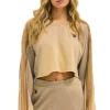 Sweatshirts | Aviator Nation CLASSIC STRIPE CROPPED CREW SWEATSHIRT RELAXED - FADED TAN FADEDTAN