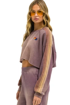 Sweatshirts | Aviator Nation CLASSIC STRIPE CROPPED CREW SWEATSHIRT RELAXED - FADED MOCHA FADEDMOCHA