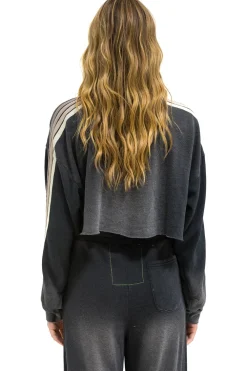 Sweatshirts | Aviator Nation CLASSIC STRIPE CROPPED CREW SWEATSHIRT RELAXED - FADED SMOKE FADEDSMOKE