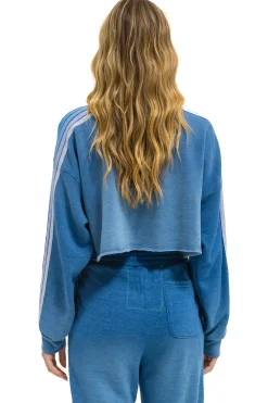 Sweatshirts | Aviator Nation CLASSIC STRIPE CROPPED CREW SWEATSHIRT RELAXED - FADED WATER FADEDWATER