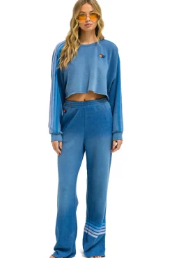 Sweatshirts | Aviator Nation CLASSIC STRIPE CROPPED CREW SWEATSHIRT RELAXED - FADED WATER FADEDWATER