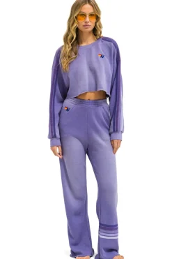 Sweatshirts | Aviator Nation CLASSIC STRIPE CROPPED CREW SWEATSHIRT RELAXED - FADED GRAPE FADEDGRAPE