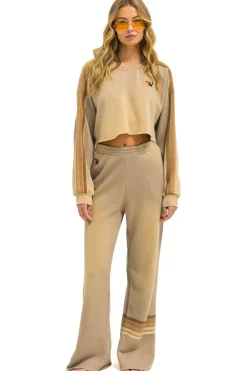 Sweatshirts | Aviator Nation CLASSIC STRIPE CROPPED CREW SWEATSHIRT RELAXED - FADED TAN FADEDTAN