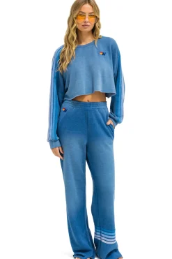 Sweatshirts | Aviator Nation CLASSIC STRIPE CROPPED CREW SWEATSHIRT RELAXED - FADED WATER FADEDWATER