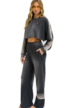 Sweatshirts | Aviator Nation CLASSIC STRIPE CROPPED CREW SWEATSHIRT RELAXED - FADED SMOKE FADEDSMOKE