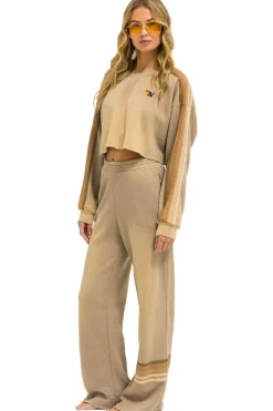 Sweatshirts | Aviator Nation CLASSIC STRIPE CROPPED CREW SWEATSHIRT RELAXED - FADED TAN FADEDTAN