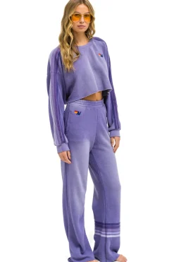 Sweatshirts | Aviator Nation CLASSIC STRIPE CROPPED CREW SWEATSHIRT RELAXED - FADED GRAPE FADEDGRAPE