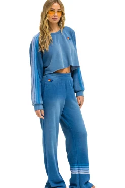 Sweatshirts | Aviator Nation CLASSIC STRIPE CROPPED CREW SWEATSHIRT RELAXED - FADED WATER FADEDWATER