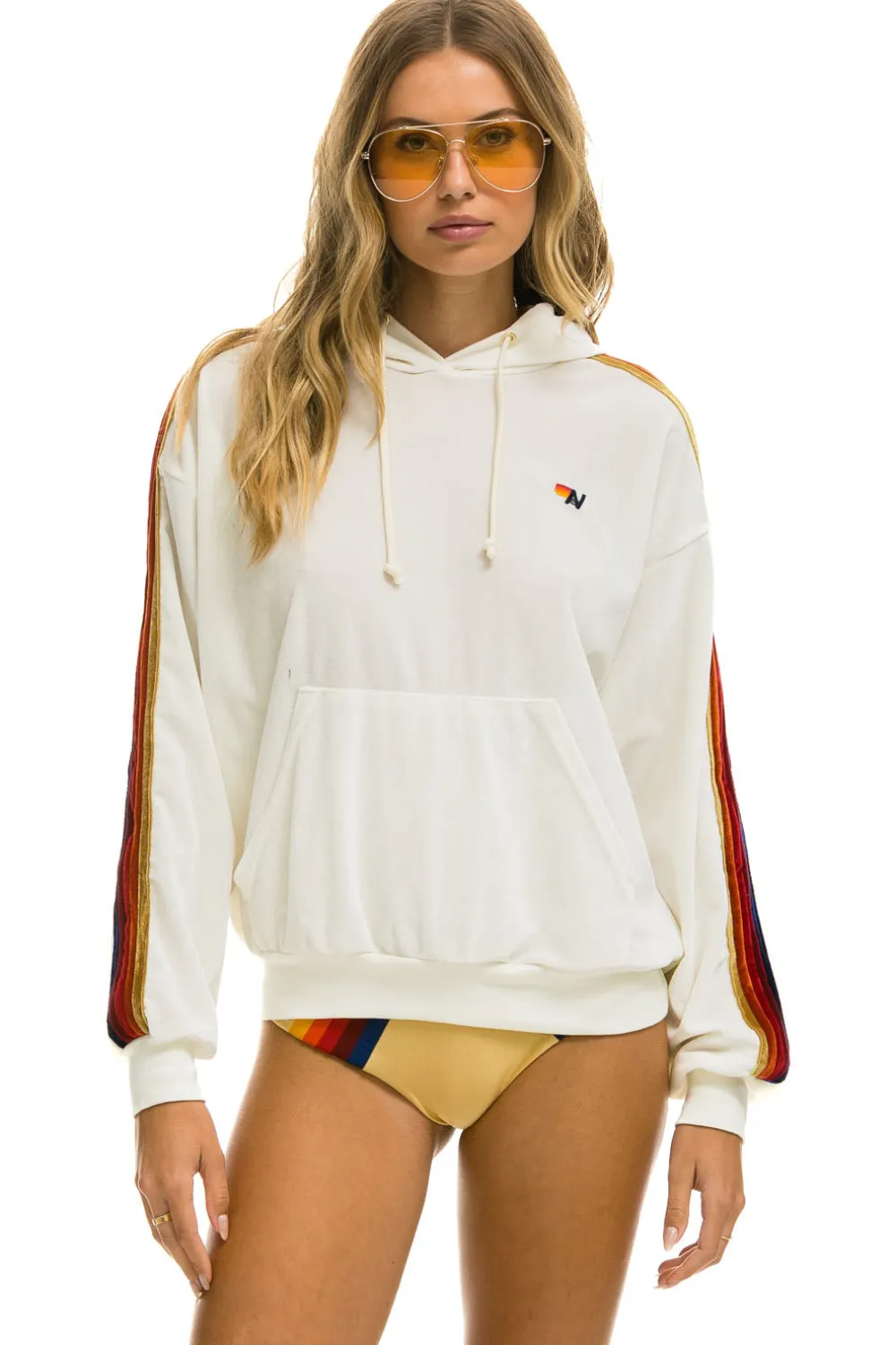 Hoodies | Hoodies | Aviator Nation CLASSIC VELVET RELAXED PULLOVER HOODIE - WHITE
