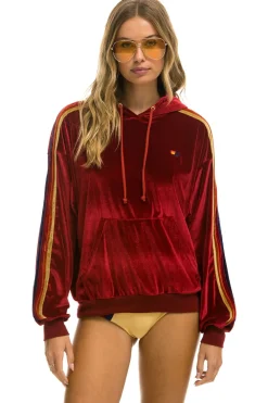 Hoodies | Hoodies | Aviator Nation CLASSIC VELVET RELAXED PULLOVER HOODIE - RED
