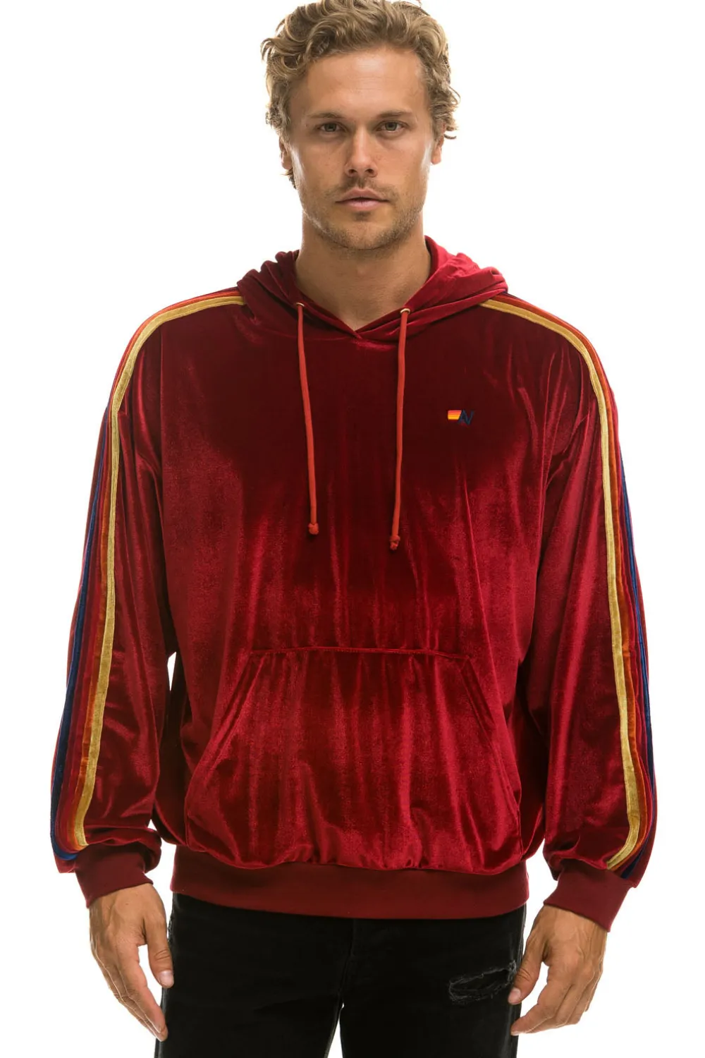 Hoodies | Hoodies | Aviator Nation CLASSIC VELVET RELAXED PULLOVER HOODIE - RED
