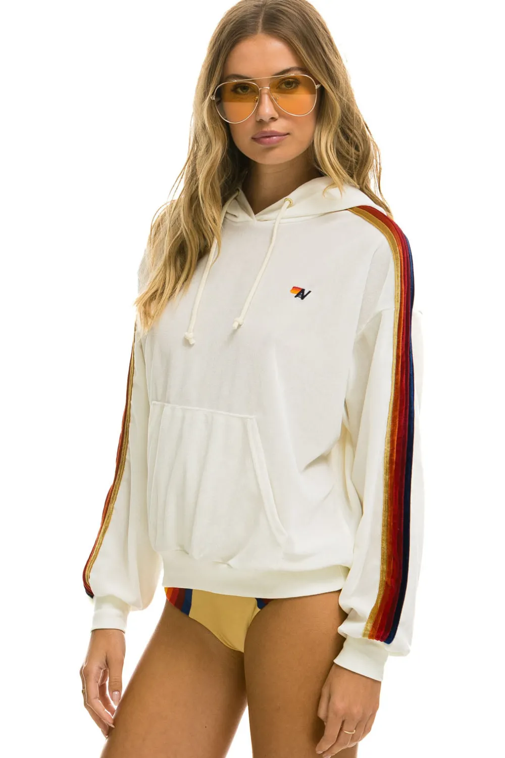 Hoodies | Hoodies | Aviator Nation CLASSIC VELVET RELAXED PULLOVER HOODIE - WHITE