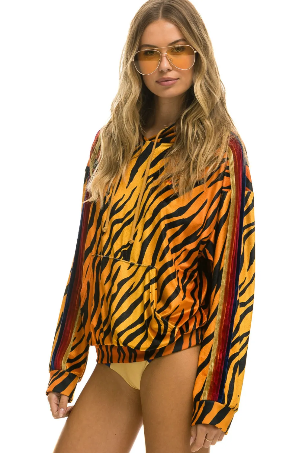 Hoodies | Hoodies | Aviator Nation CLASSIC VELVET RELAXED PULLOVER HOODIE - TIGER