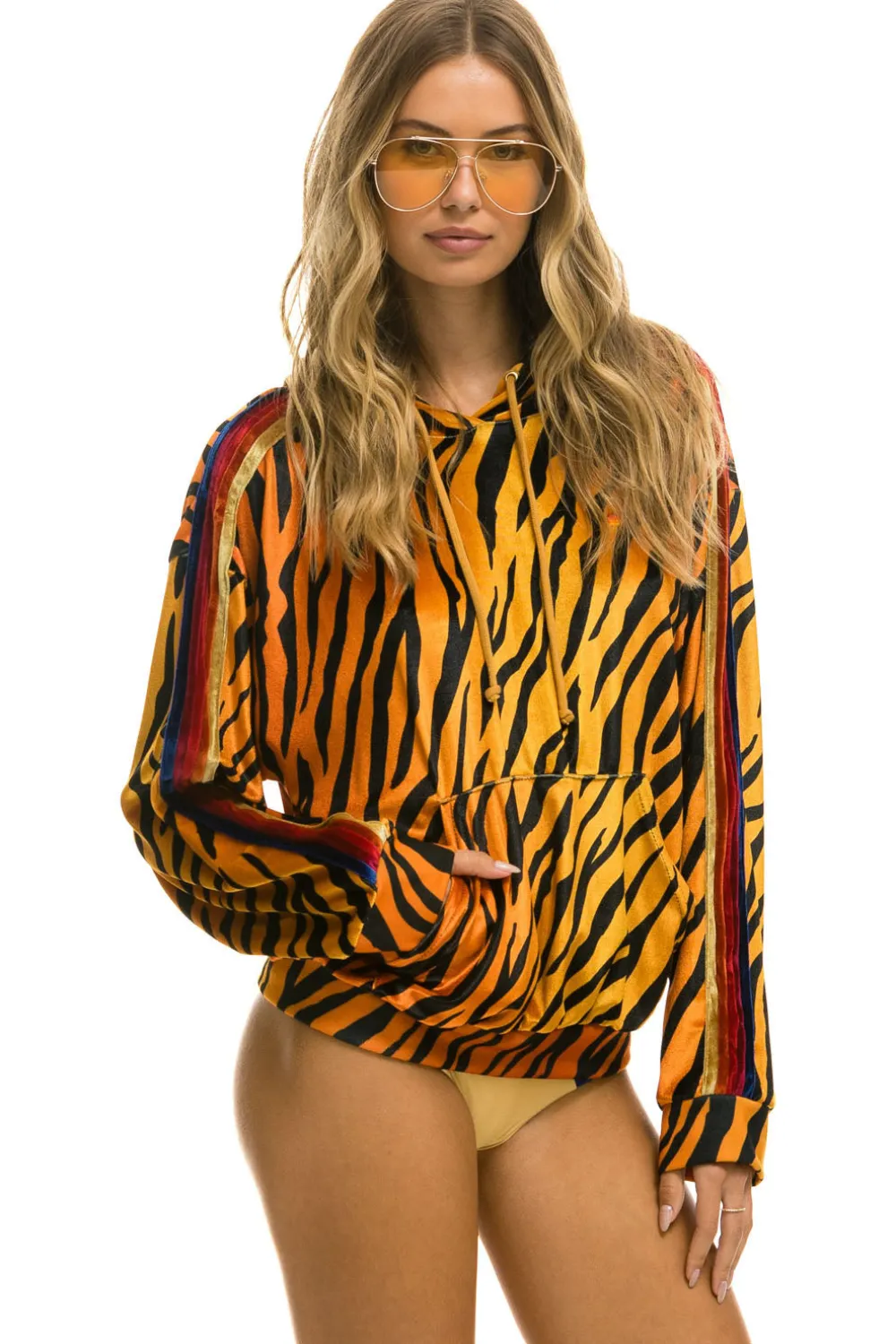 Hoodies | Hoodies | Aviator Nation CLASSIC VELVET RELAXED PULLOVER HOODIE - TIGER