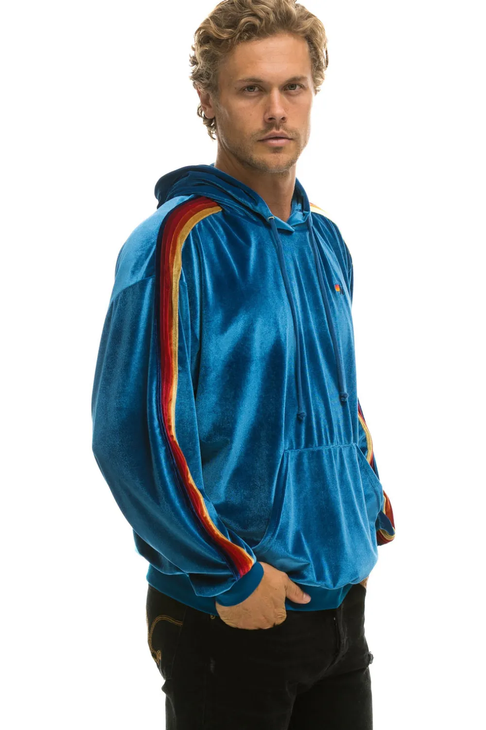 Hoodies | Hoodies | Aviator Nation CLASSIC VELVET RELAXED PULLOVER HOODIE - VINTAGE BLUE VINTAGEBLUE