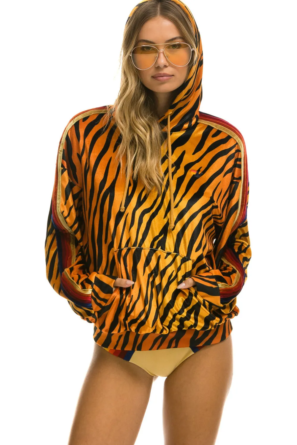 Hoodies | Hoodies | Aviator Nation CLASSIC VELVET RELAXED PULLOVER HOODIE - TIGER