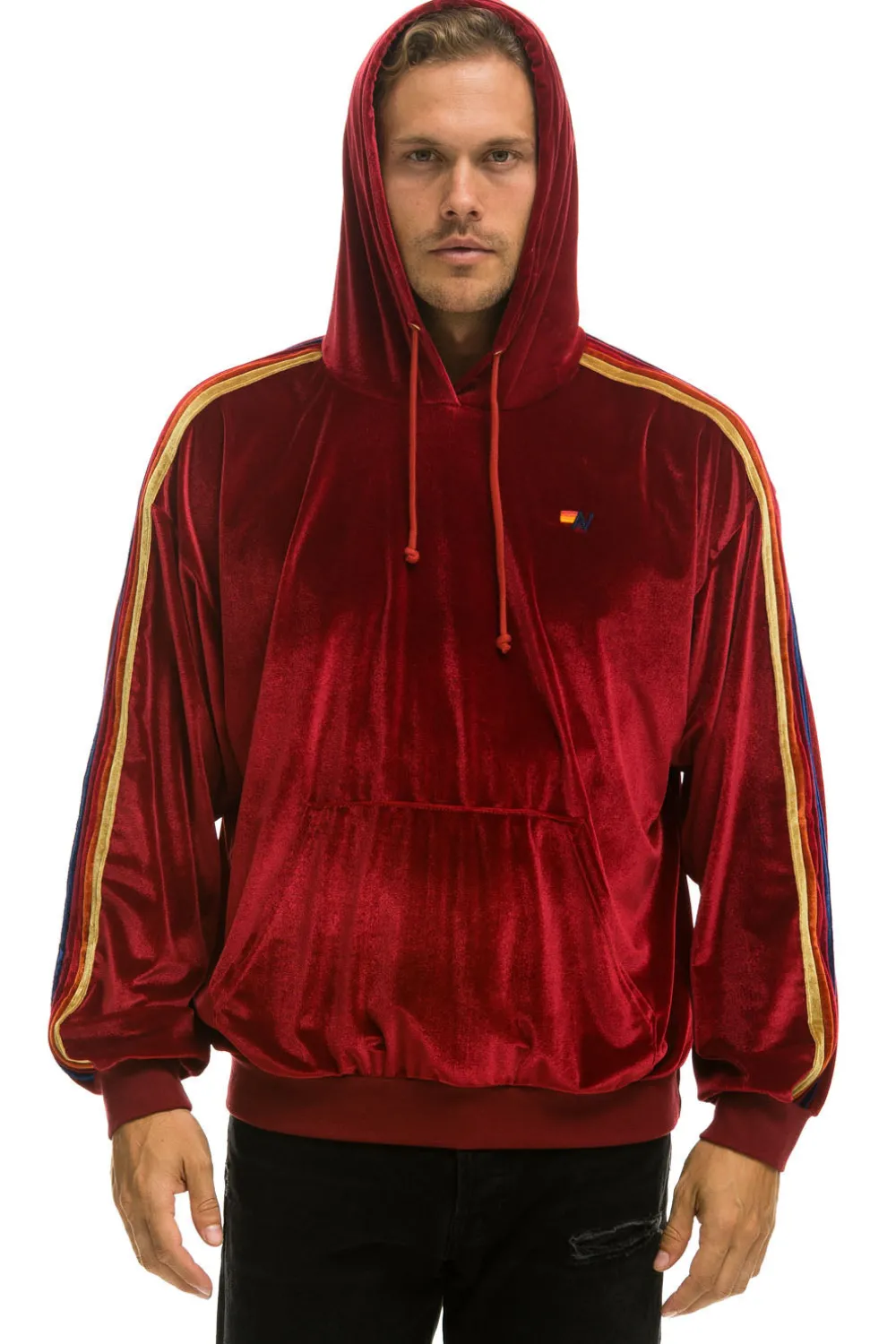 Hoodies | Hoodies | Aviator Nation CLASSIC VELVET RELAXED PULLOVER HOODIE - RED