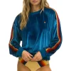Sweatshirts | Sweatshirts | Aviator Nation CLASSIC VELVET RELAXED SWEATSHIRT - VINTAGE BLUE VINTAGEBLUE