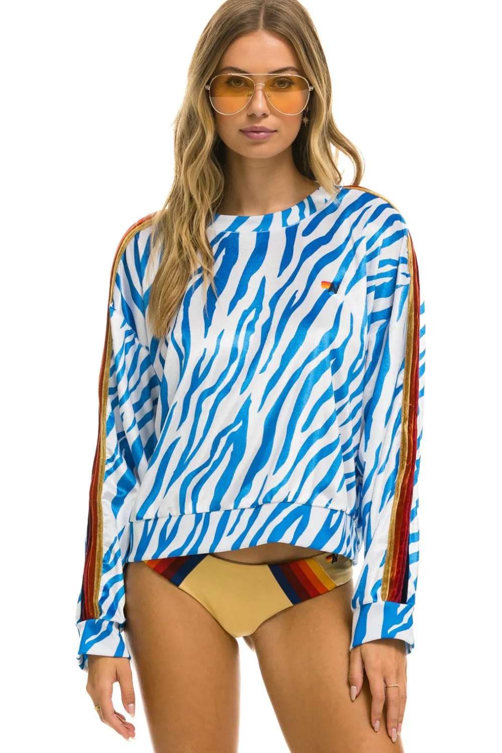 Sweatshirts | Sweatshirts | Aviator Nation CLASSIC VELVET RELAXED SWEATSHIRT - BLUE TIGER BLUETIGER