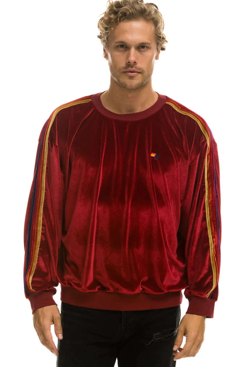 Sweatshirts | Sweatshirts | Aviator Nation CLASSIC VELVET RELAXED SWEATSHIRT - RED