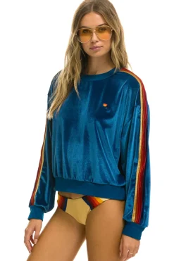 Sweatshirts | Sweatshirts | Aviator Nation CLASSIC VELVET RELAXED SWEATSHIRT - VINTAGE BLUE VINTAGEBLUE