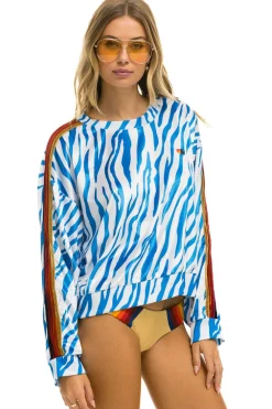 Sweatshirts | Sweatshirts | Aviator Nation CLASSIC VELVET RELAXED SWEATSHIRT - BLUE TIGER BLUETIGER