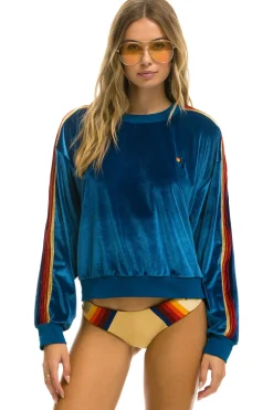 Sweatshirts | Sweatshirts | Aviator Nation CLASSIC VELVET RELAXED SWEATSHIRT - VINTAGE BLUE VINTAGEBLUE