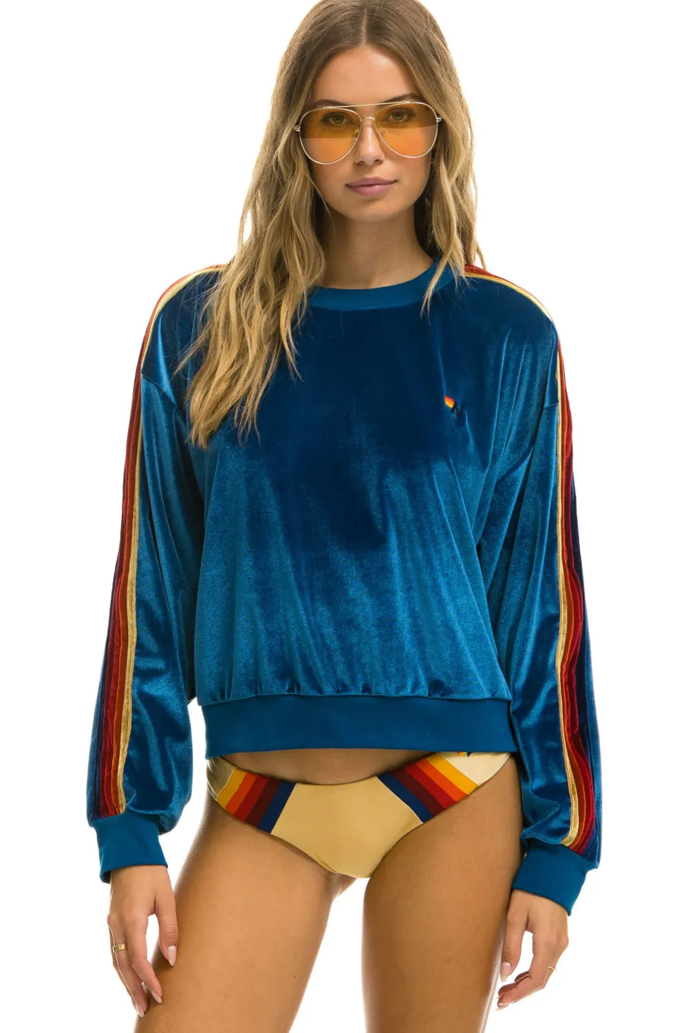 Sweatshirts | Sweatshirts | Aviator Nation CLASSIC VELVET RELAXED SWEATSHIRT - VINTAGE BLUE VINTAGEBLUE