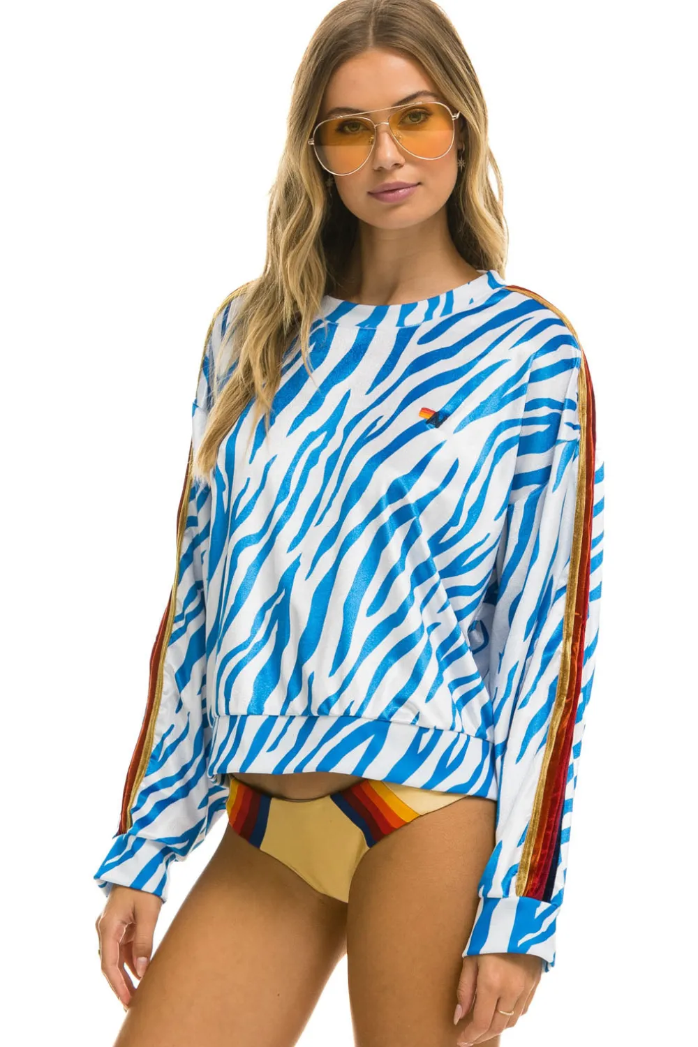 Sweatshirts | Sweatshirts | Aviator Nation CLASSIC VELVET RELAXED SWEATSHIRT - BLUE TIGER BLUETIGER