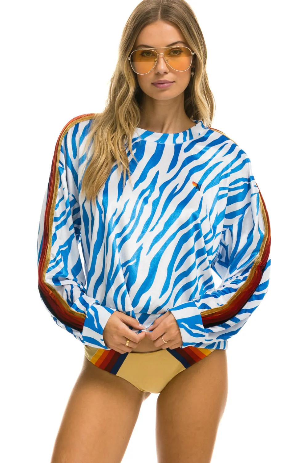 Sweatshirts | Sweatshirts | Aviator Nation CLASSIC VELVET RELAXED SWEATSHIRT - BLUE TIGER BLUETIGER