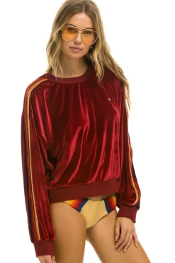 Sweatshirts | Sweatshirts | Aviator Nation CLASSIC VELVET RELAXED SWEATSHIRT - RED