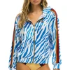 Hoodies | Hoodies | Aviator Nation CLASSIC VELVET RELAXED ZIP HOODIE - BLUE TIGER BLUETIGER
