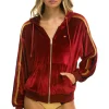 Hoodies | Hoodies | Aviator Nation CLASSIC VELVET RELAXED ZIP HOODIE - RED