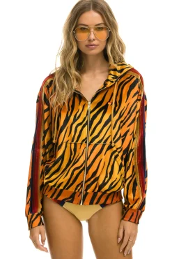 Hoodies | Hoodies | Aviator Nation CLASSIC VELVET RELAXED ZIP HOODIE - TIGER