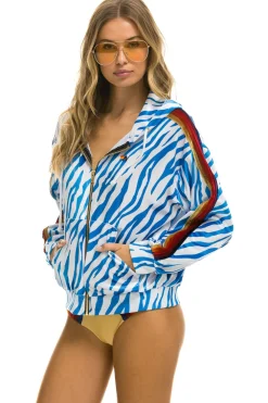Hoodies | Hoodies | Aviator Nation CLASSIC VELVET RELAXED ZIP HOODIE - BLUE TIGER BLUETIGER