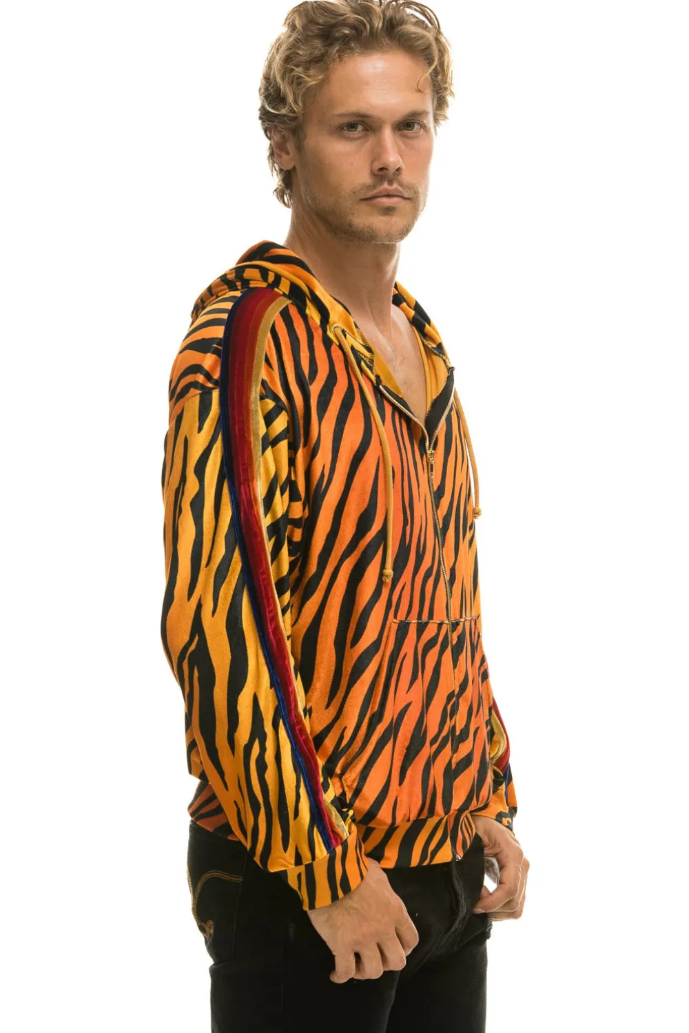 Hoodies | Hoodies | Aviator Nation CLASSIC VELVET RELAXED ZIP HOODIE - TIGER
