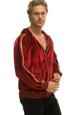 Hoodies | Hoodies | Aviator Nation CLASSIC VELVET RELAXED ZIP HOODIE - RED