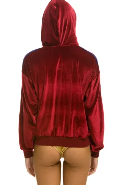 Hoodies | Hoodies | Aviator Nation CLASSIC VELVET RELAXED ZIP HOODIE - RED