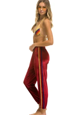 Sweatpants | Aviator Nation CLASSIC VELVET SWEATPANTS - RED