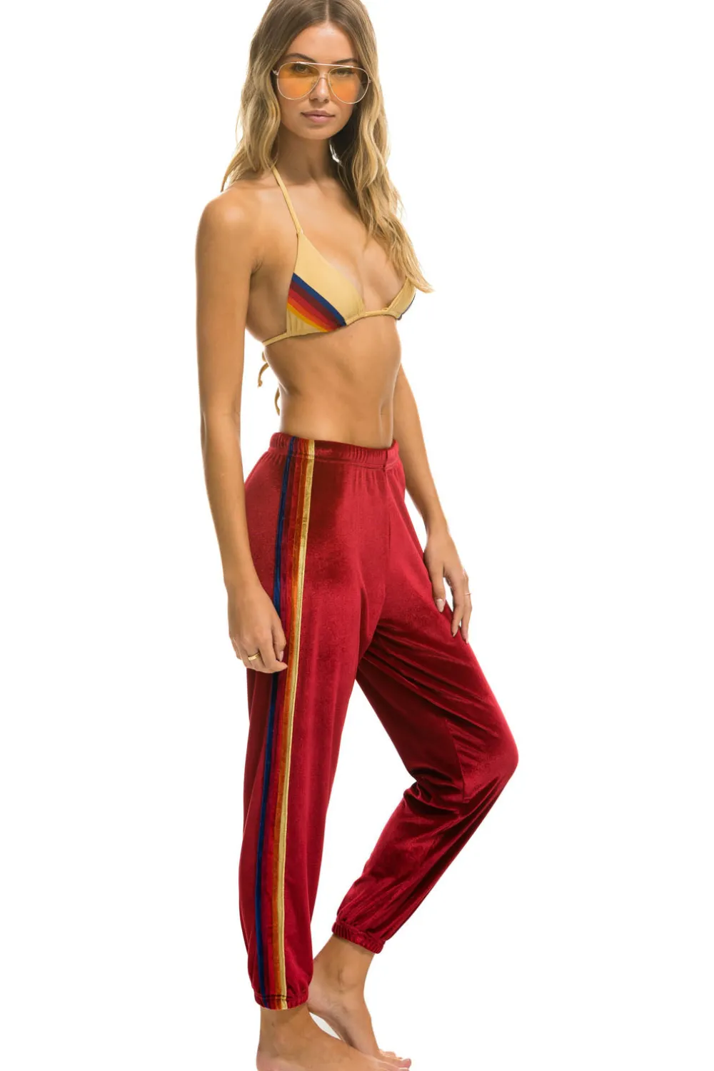 Sweatpants | Aviator Nation CLASSIC VELVET SWEATPANTS - RED