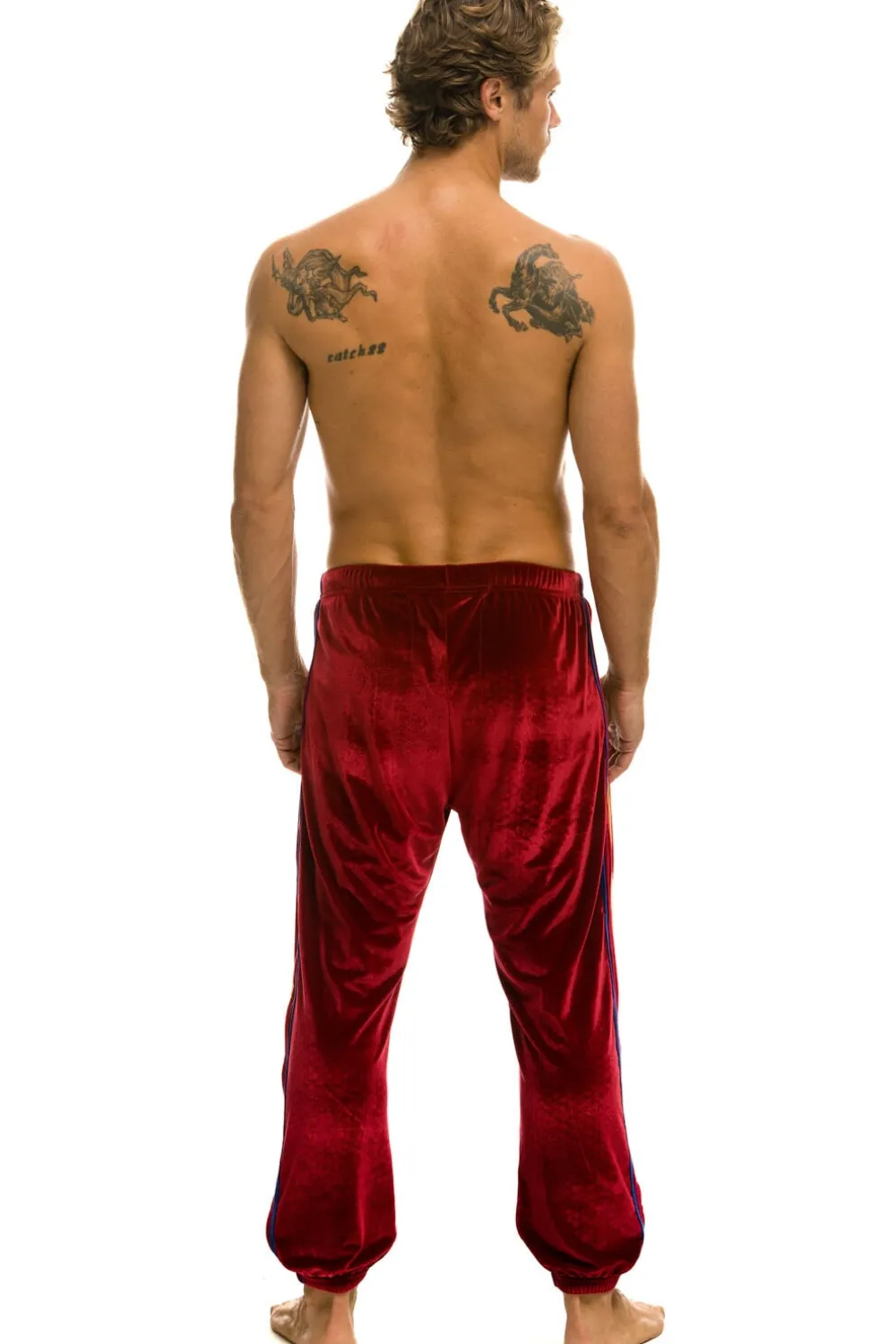 Sweatpants | Aviator Nation CLASSIC VELVET SWEATPANTS - RED