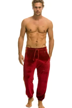 Sweatpants | Aviator Nation CLASSIC VELVET SWEATPANTS - RED