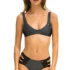 Swim Tops | Aviator Nation COLOR BLOCK BRALETTE BIKINI TOP - TITANIUM // BLACK TITANIUM//BLACK
