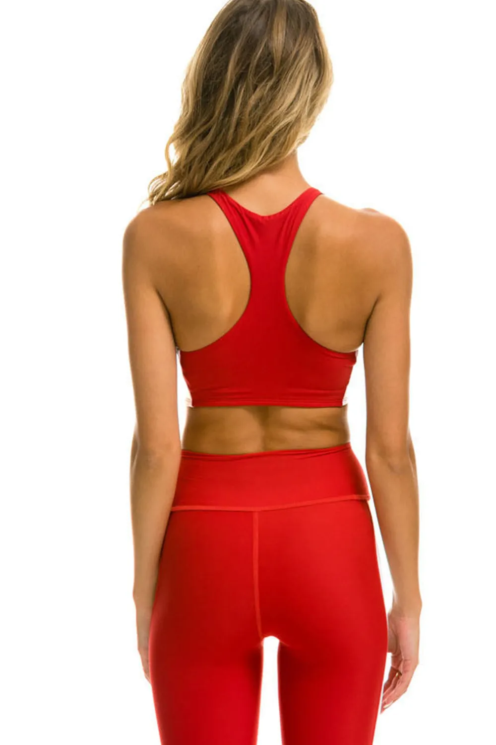 Activewear | Activewear | Aviator Nation COLOR BLOCK RACER SPORTS BRA - CHERRY