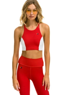 Activewear | Activewear | Aviator Nation COLOR BLOCK RACER SPORTS BRA - CHERRY